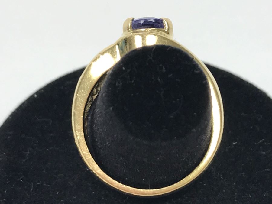 14K Yellow Gold Tanzanite And Diamond Ring 6.1g Estimate $600 Ring Size 7 1/4 [Photo 10]