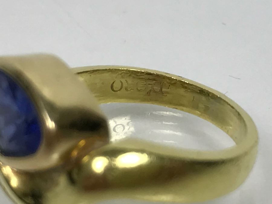 18K Yellow Gold Sapphire And Diamond Ring 8g FMV $1,250 Ring Size 6 [Photo 21]