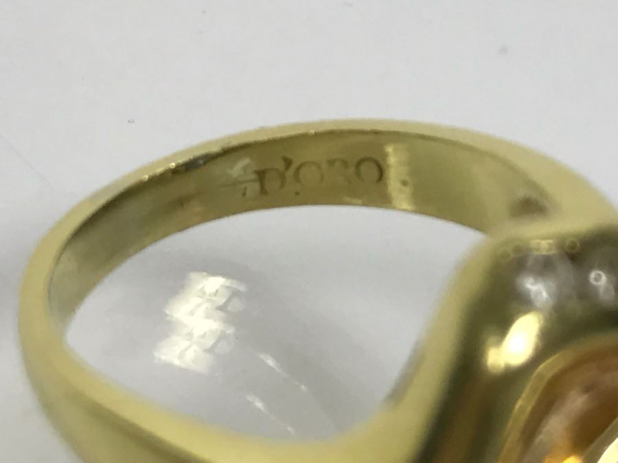 18K Yellow Gold Sapphire And Diamond Ring 8g FMV $1,250 Ring Size 6 [Photo 23]