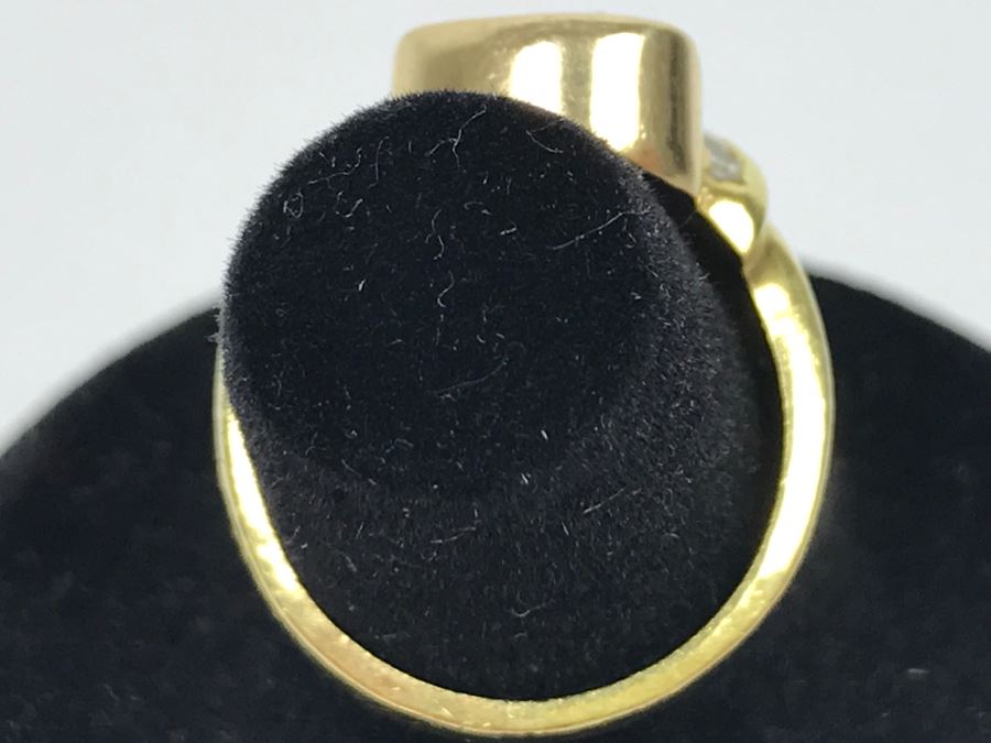 18K Yellow Gold Sapphire And Diamond Ring 8g FMV $1,250 Ring Size 6 [Photo 8]