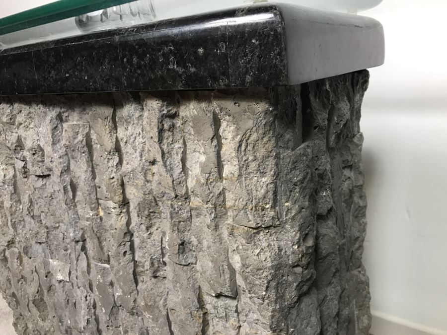 Veneer Stone And Marble Console Sofa Table With Glass Top [Photo 10]