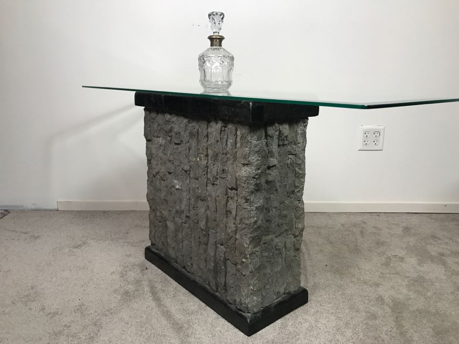 Veneer Stone And Marble Console Sofa Table With Glass Top [Photo 11]