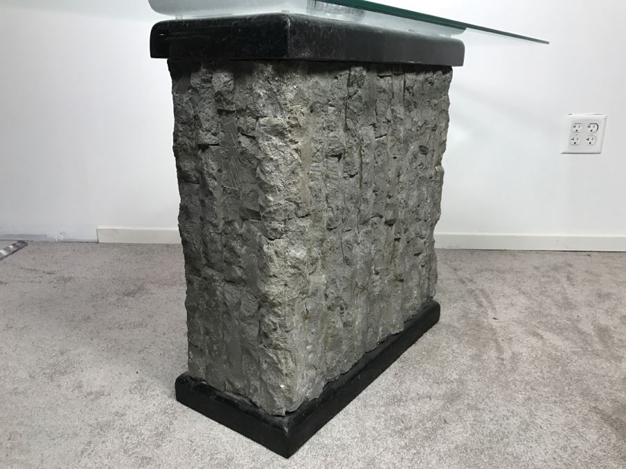 Veneer Stone And Marble Console Sofa Table With Glass Top [Photo 13]