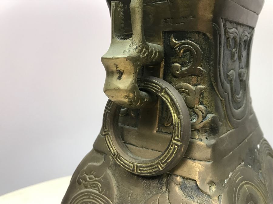 Brass Asian Table Lamp With Custom Pheasant Feather Lamp Shade [Photo 13]