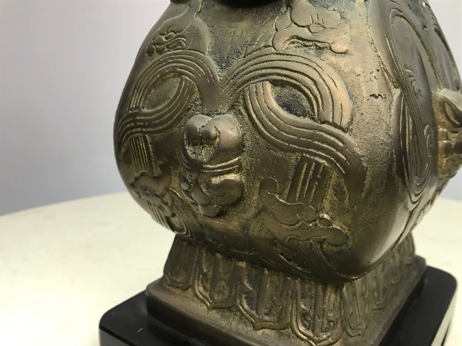 Brass Asian Table Lamp With Custom Pheasant Feather Lamp Shade [Photo 14]