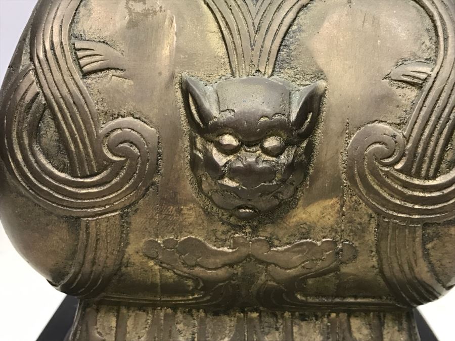 Brass Asian Table Lamp With Custom Pheasant Feather Lamp Shade [Photo 10]