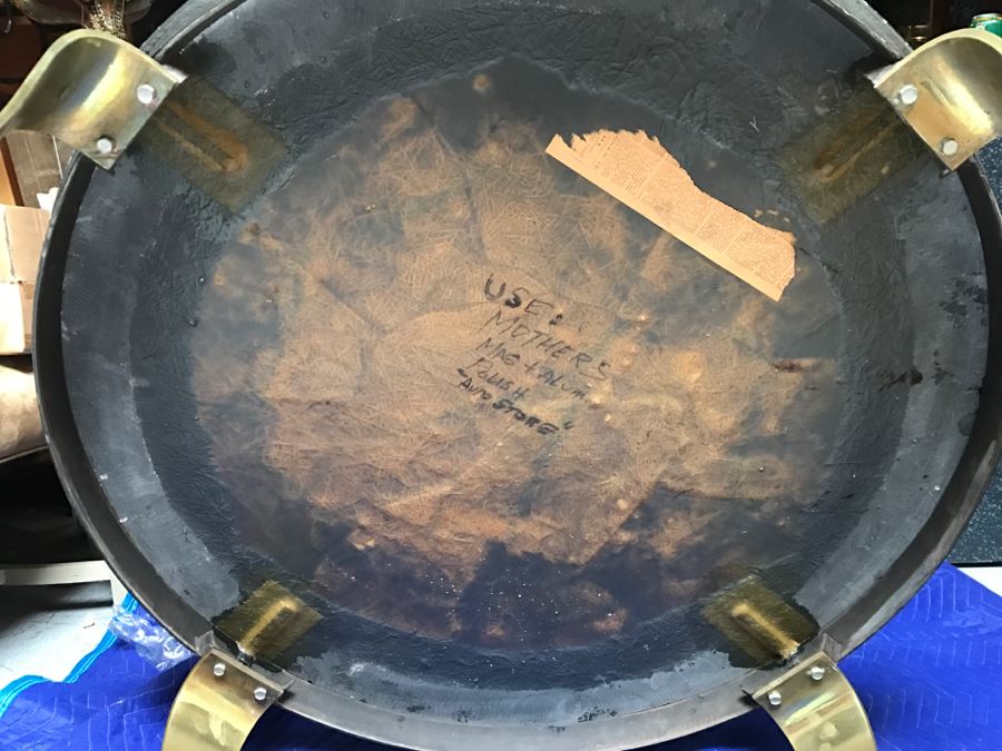 Mid-Century Marble And Inlay Stone Round Coffee Table With Brass Legs [Photo 12]