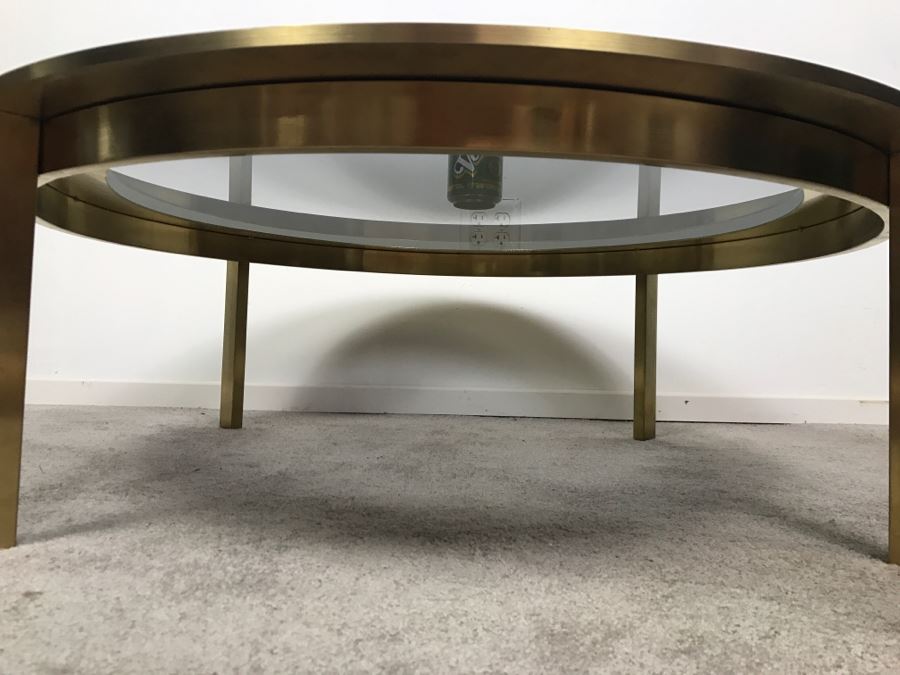 Calvin Klein Furniture Brass Glass Top Round Coffee Table [Photo 6]