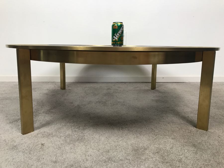 Calvin Klein Furniture Brass Glass Top Round Coffee Table [Photo 5]