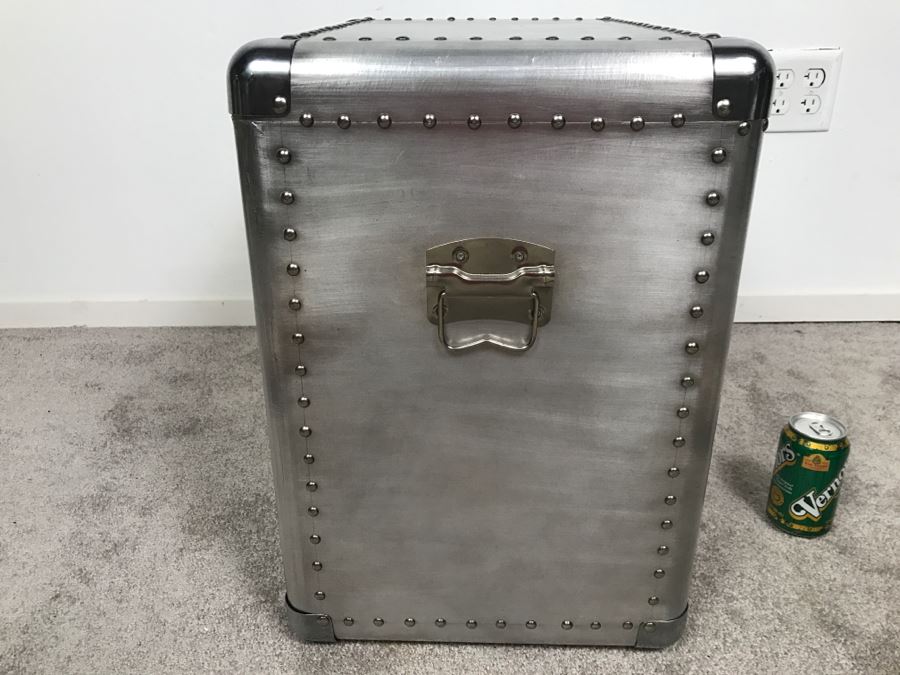 Aviator Aviation Style Riveted Side Table Faux Metal Finish [Photo 6]