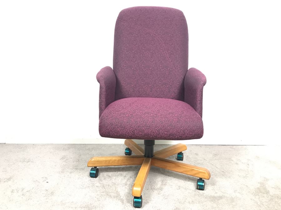 Purple Office Armchair On Casters [Photo 1]