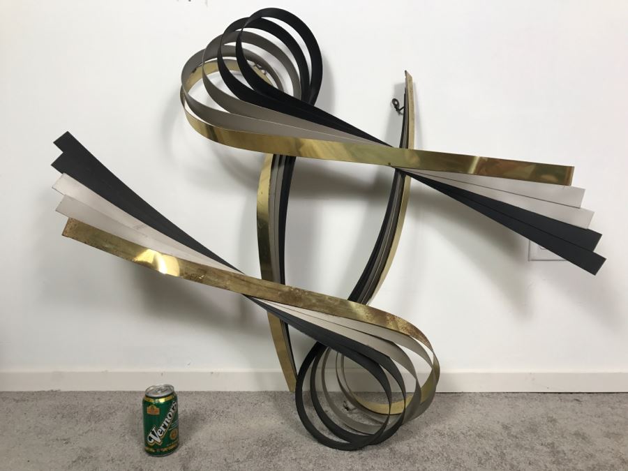 Vintage 1972 Signed Curtis Jere Wall-Mounted Brass And Steel Sculpture Estimate $1,800 [Photo 3]