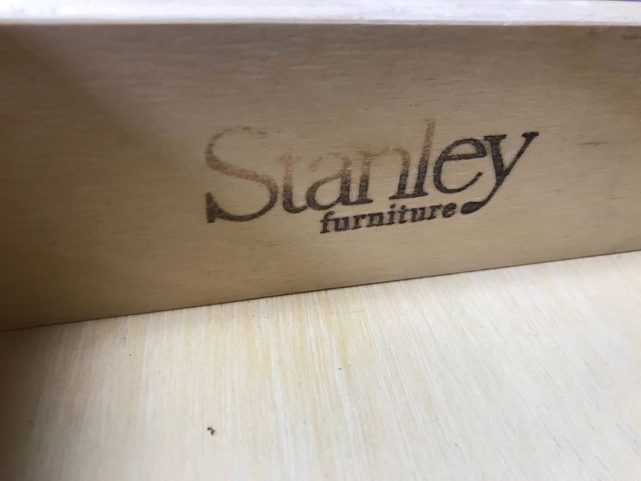 Pair Of Modern Stanley Furniture Side Tables Nightstands With Mirrored Tops - Note Cosmetic Damage To Bottom Of One [Photo 2]
