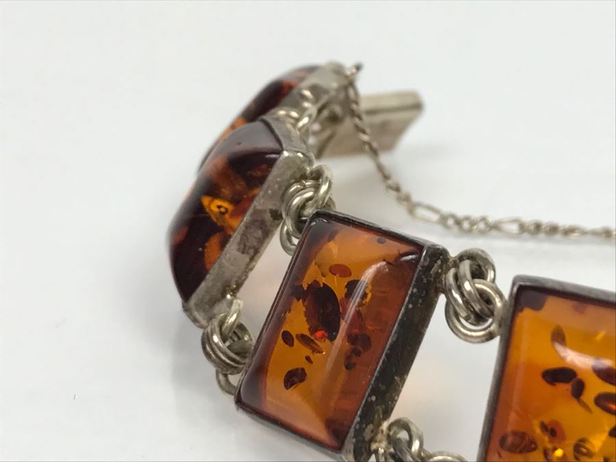 Sterling Silver Amber Bracelet 21.1g [Photo 10]