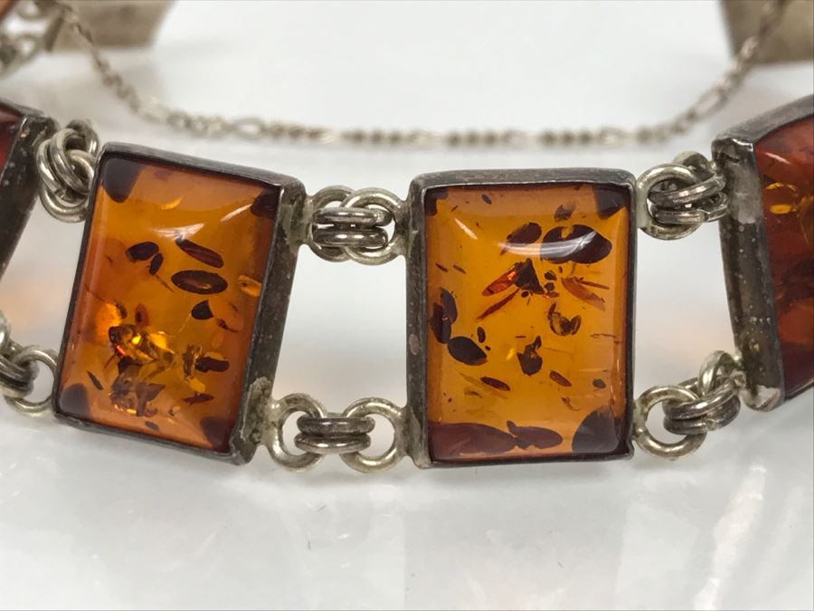 Sterling Silver Amber Bracelet 21.1g [Photo 8]
