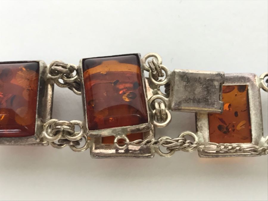 Sterling Silver Amber Bracelet 21.1g [Photo 11]