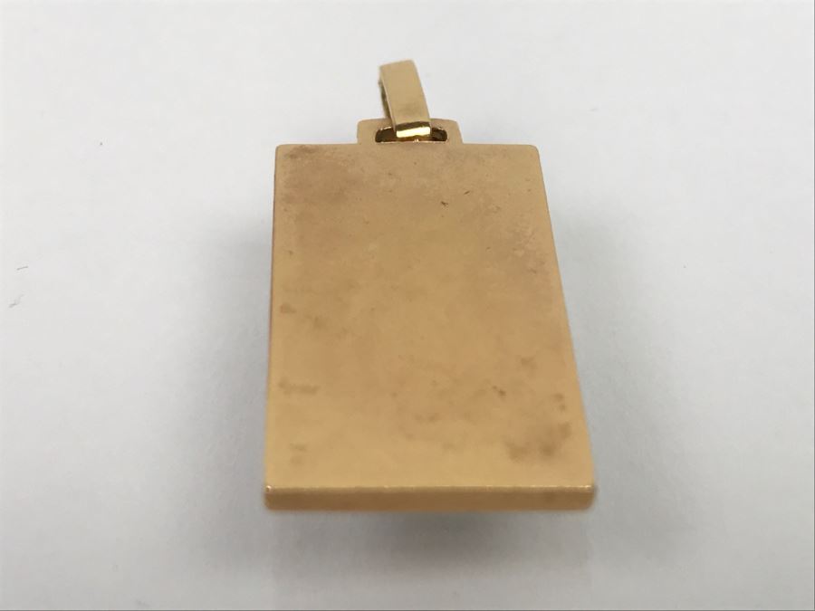 14K Yellow Gold Enamel Pendant With Fleur-De-Lis Design French Pendant 5.6g FMV $250 [Photo 8]