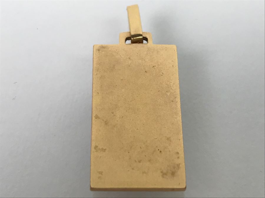 14K Yellow Gold Enamel Pendant With Fleur-De-Lis Design French Pendant 5.6g FMV $250 [Photo 7]