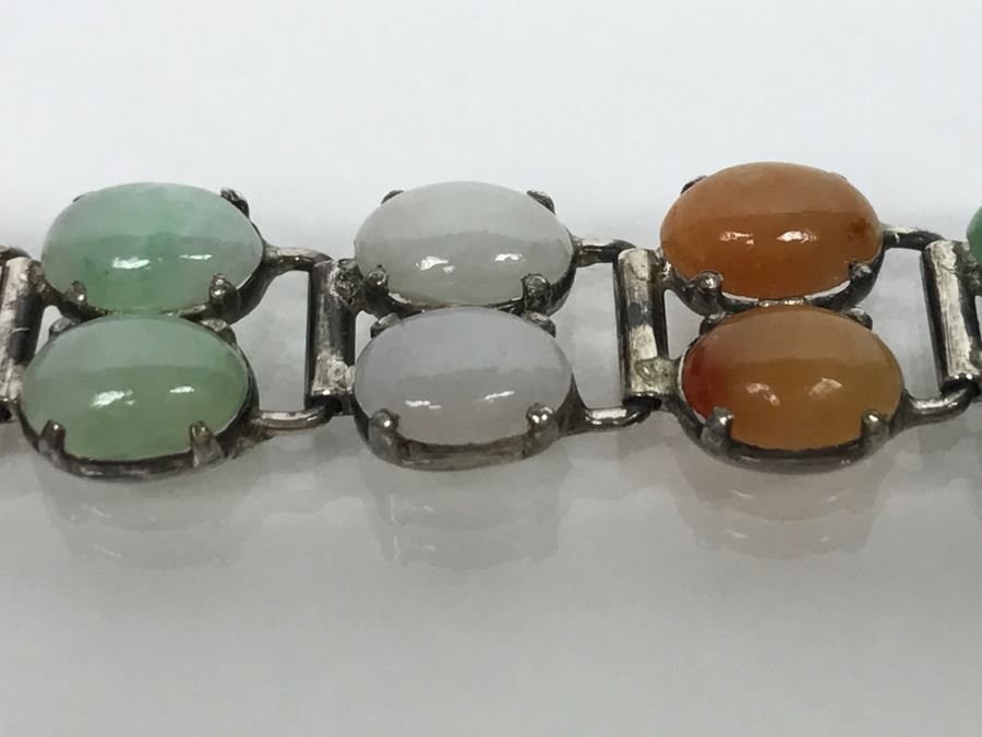 Sterling Silver Multi-Color Jade Bracelet 11.7g [Photo 10]