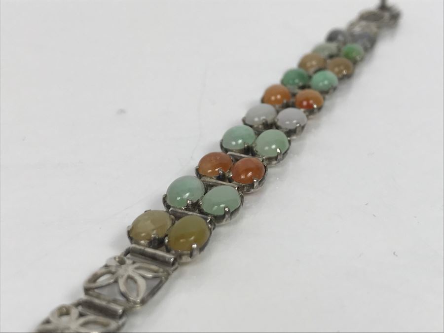 Sterling Silver Multi-Color Jade Bracelet 11.7g [Photo 7]