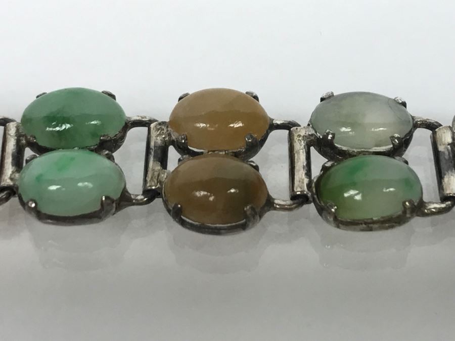 Sterling Silver Multi-Color Jade Bracelet 11.7g [Photo 11]