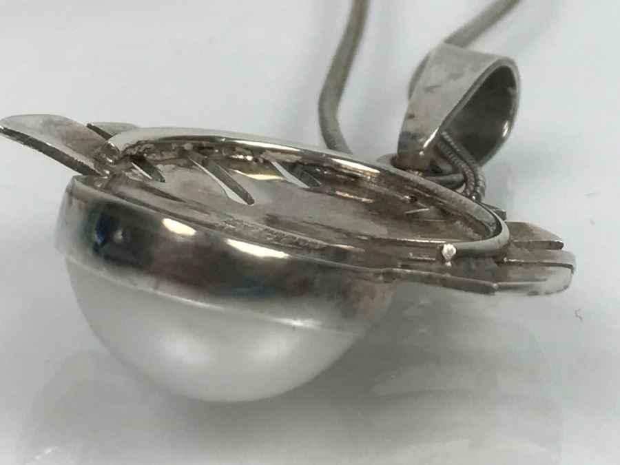 Sterling Silver Pendant And Chain With Mabe Pearl 10.7g [Photo 7]