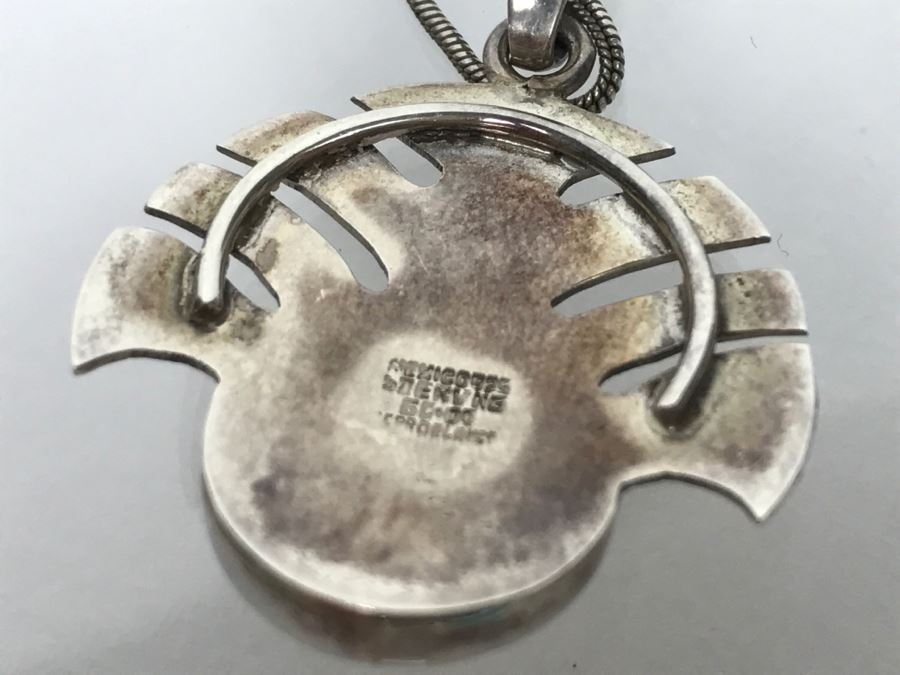 Sterling Silver Pendant And Chain With Mabe Pearl 10.7g [Photo 5]