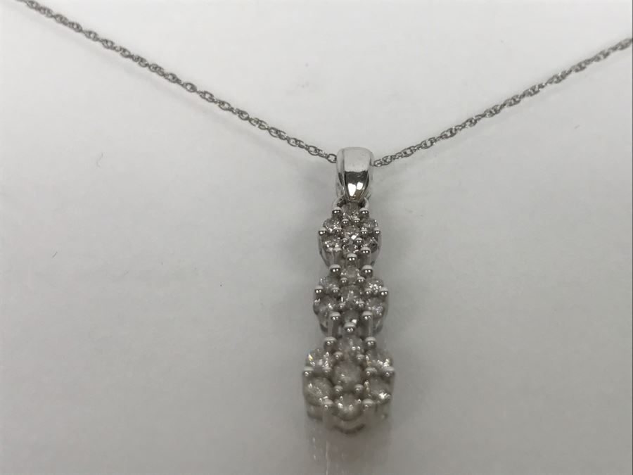 10K White Gold Diamond Pendant With Chain 2.1g 0.5Cttw I-1 H-J [Photo 6]