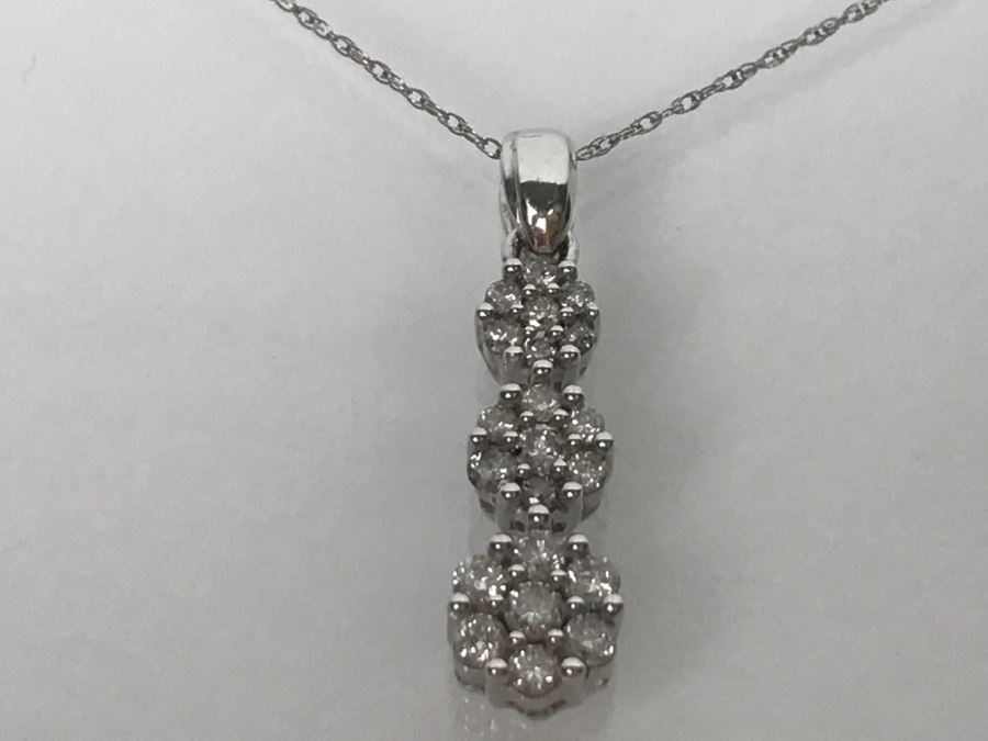 10K White Gold Diamond Pendant With Chain 2.1g 0.5Cttw I-1 H-J [Photo 12]