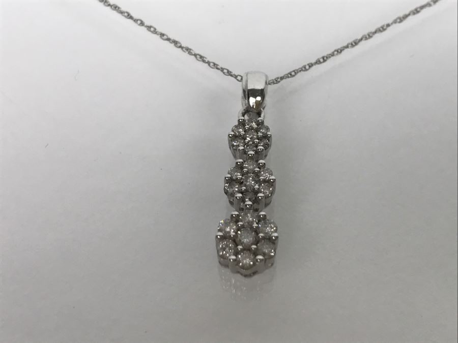 10K White Gold Diamond Pendant With Chain 2.1g 0.5Cttw I-1 H-J [Photo 4]