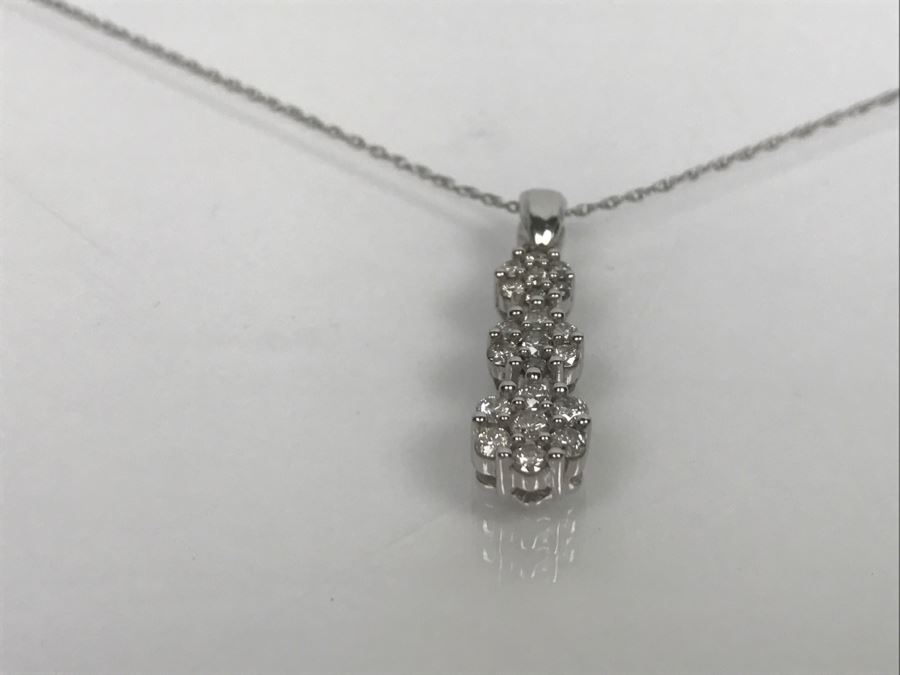 10K White Gold Diamond Pendant With Chain 2.1g 0.5Cttw I-1 H-J [Photo 5]