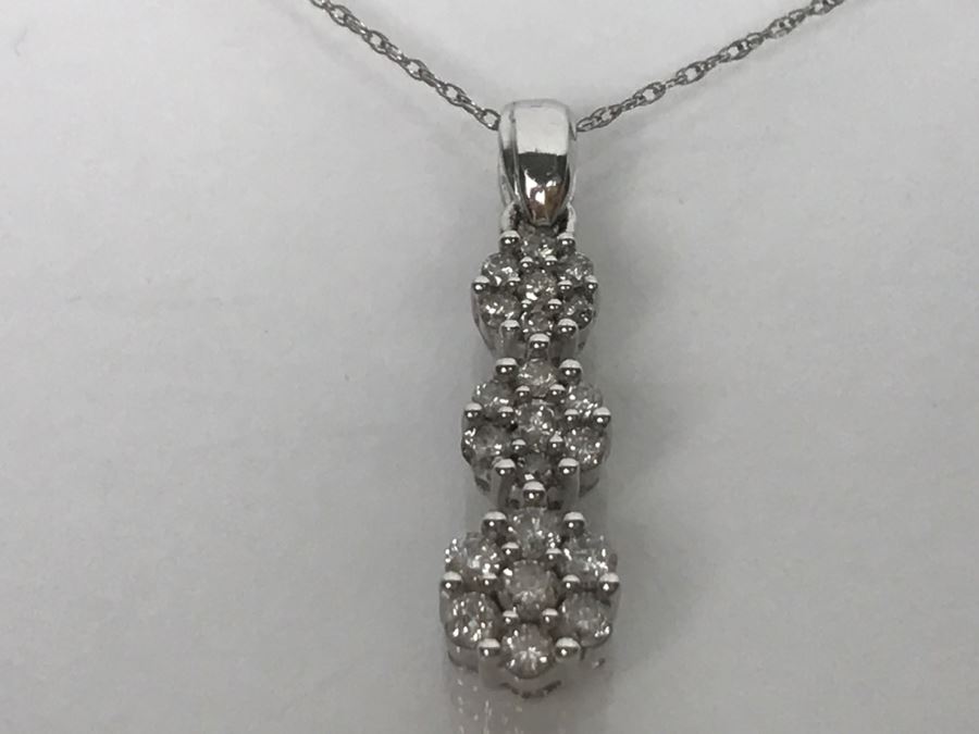 10K White Gold Diamond Pendant With Chain 2.1g 0.5Cttw I-1 H-J [Photo 11]