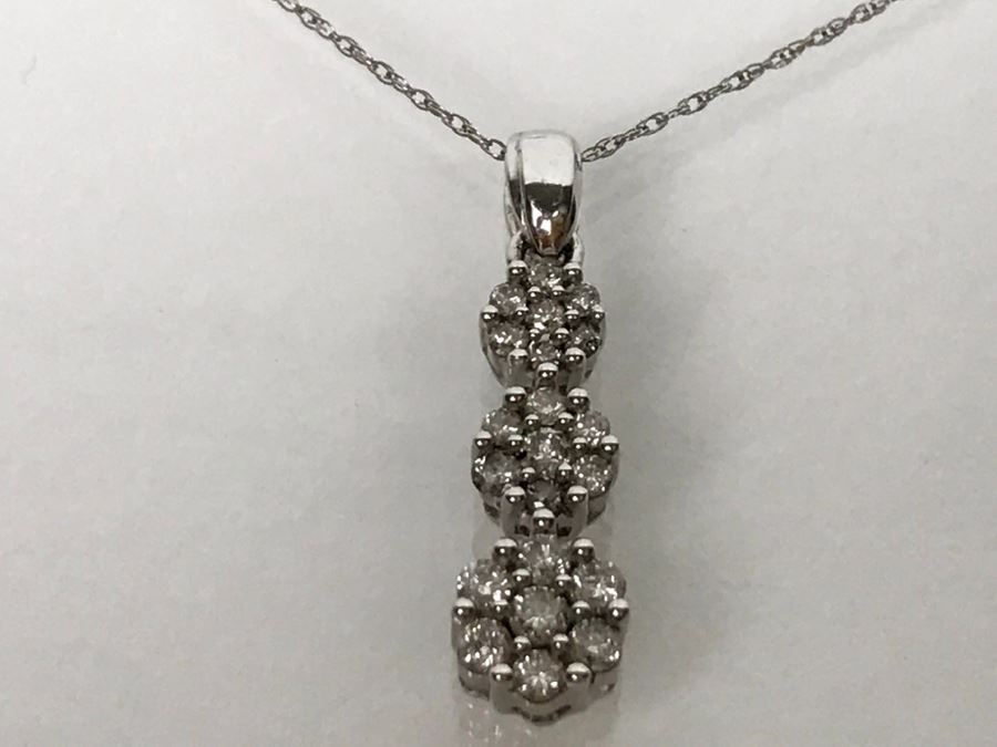 10K White Gold Diamond Pendant With Chain 2.1g 0.5Cttw I-1 H-J [Photo 8]