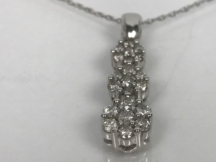 10K White Gold Diamond Pendant With Chain 2.1g 0.5Cttw I-1 H-J [Photo 9]