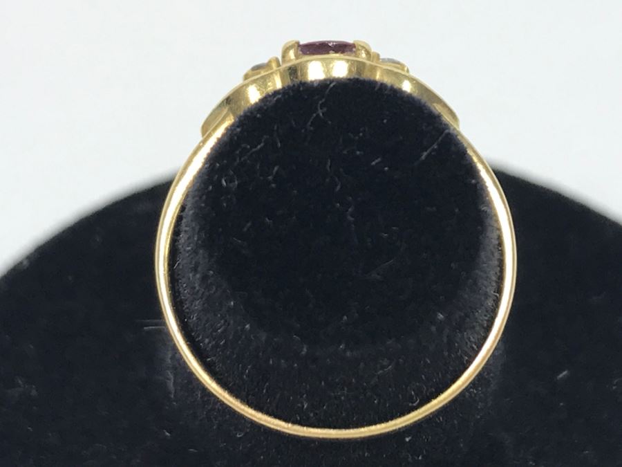 14K Yellow Gold Ruby Diamond Ring 1.6g Ring Size 4 1/4 [Photo 8]