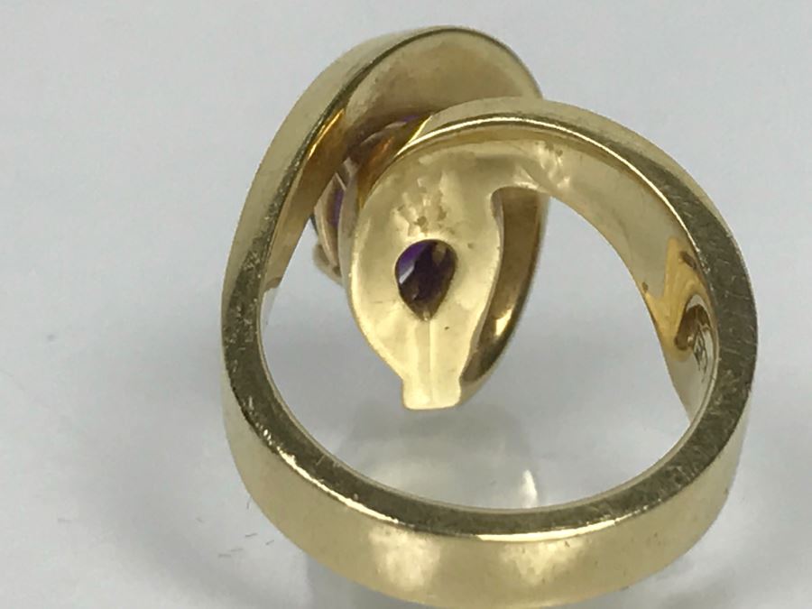 14K Yellow Gold Amethyst Custom Ring 9.3g FMV $450 Ring Size 7 [Photo 15]