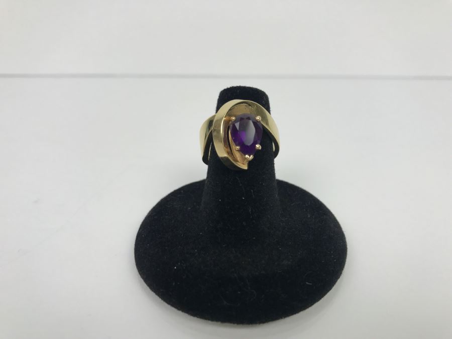 14K Yellow Gold Amethyst Custom Ring 9.3g FMV $450 Ring Size 7 [Photo 4]