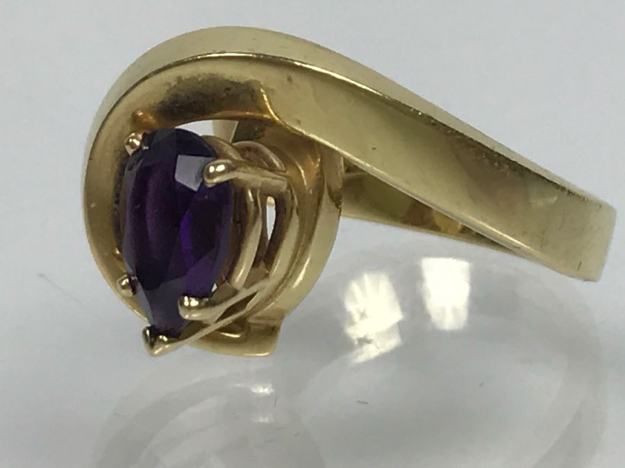 14K Yellow Gold Amethyst Custom Ring 9.3g FMV $450 Ring Size 7 [Photo 14]