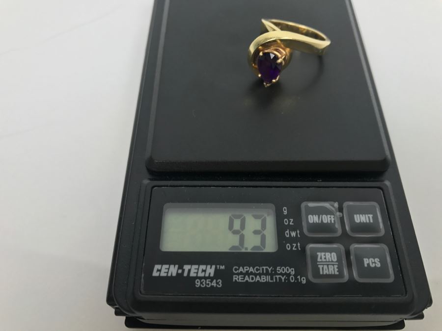 14K Yellow Gold Amethyst Custom Ring 9.3g FMV $450 Ring Size 7 [Photo 20]