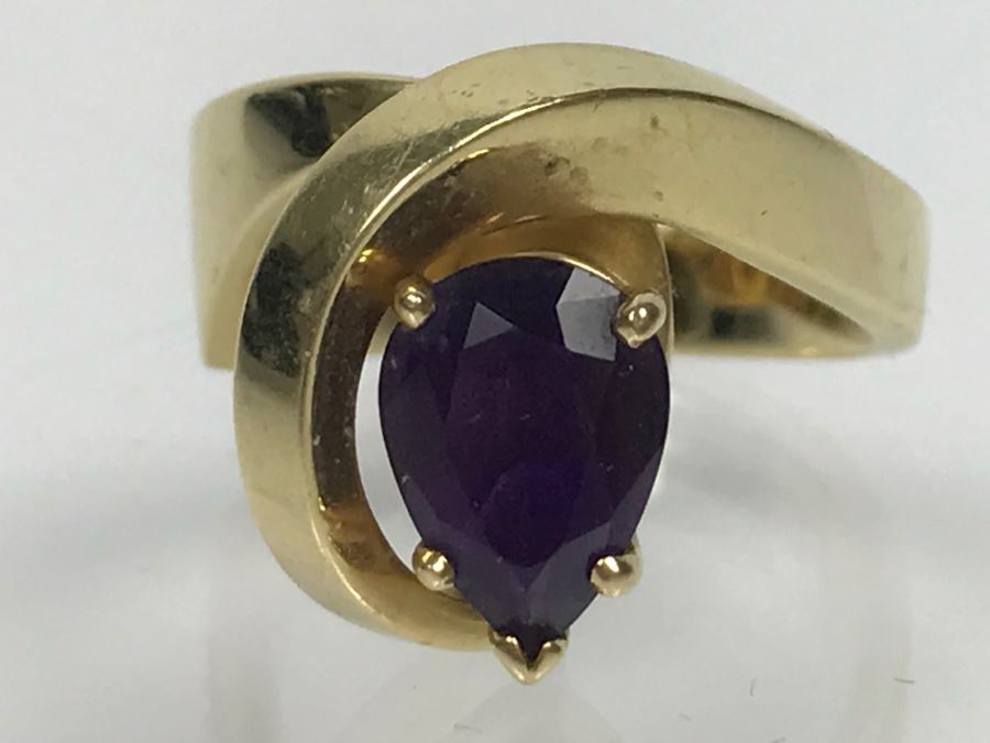 14K Yellow Gold Amethyst Custom Ring 9.3g FMV $450 Ring Size 7 [Photo 13]