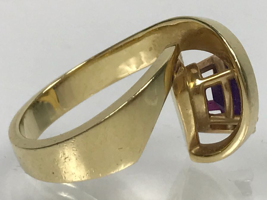 14K Yellow Gold Amethyst Custom Ring 9.3g FMV $450 Ring Size 7 [Photo 16]