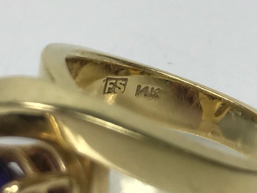 14K Yellow Gold Amethyst Custom Ring 9.3g FMV $450 Ring Size 7 [Photo 17]