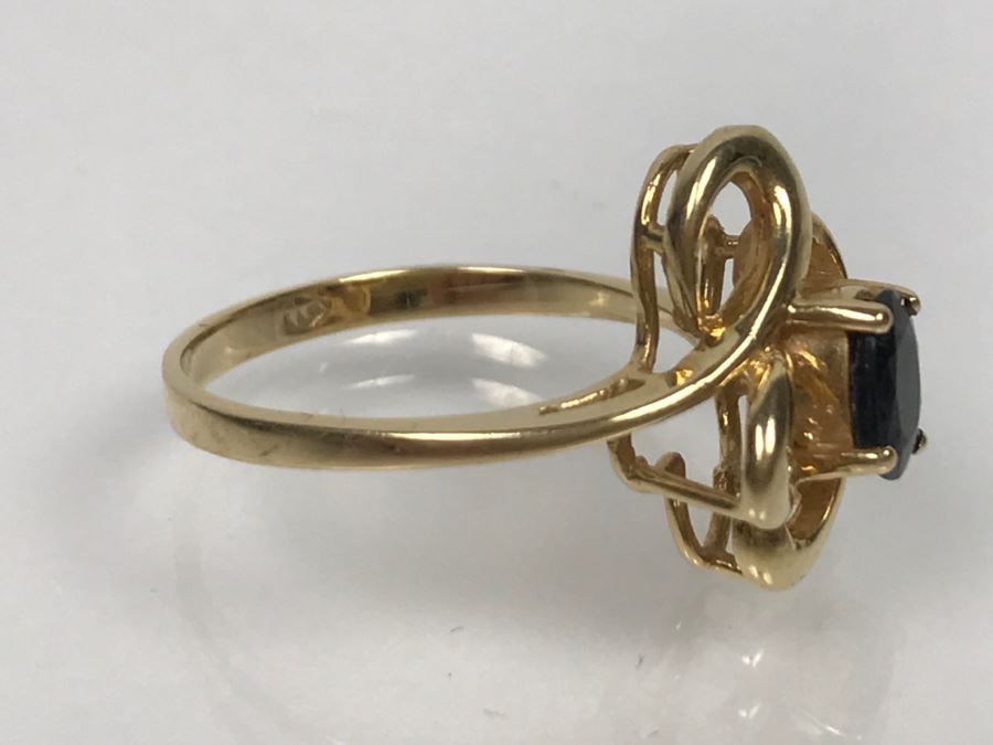 14K Yellow Gold Very Dark Sapphire Ring 2.9g Ring Size 7 [Photo 18]