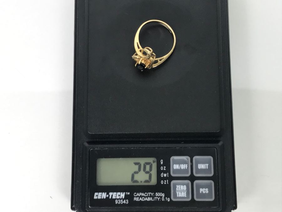 14K Yellow Gold Very Dark Sapphire Ring 2.9g Ring Size 7 [Photo 22]