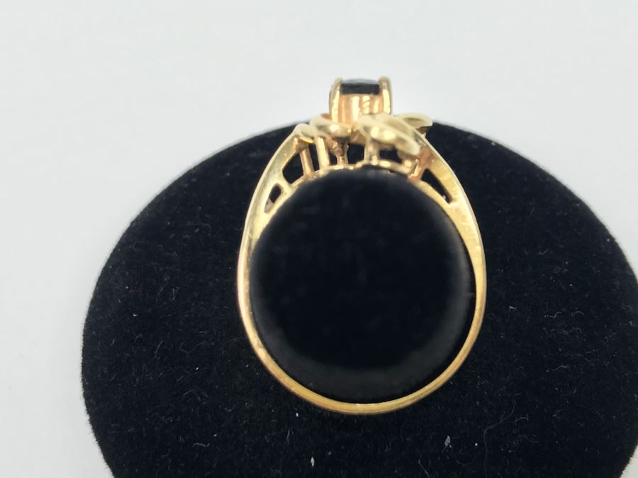 14K Yellow Gold Very Dark Sapphire Ring 2.9g Ring Size 7 [Photo 10]