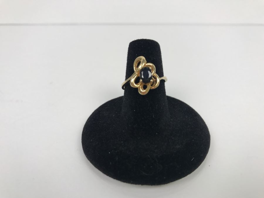 14K Yellow Gold Very Dark Sapphire Ring 2.9g Ring Size 7 [Photo 3]