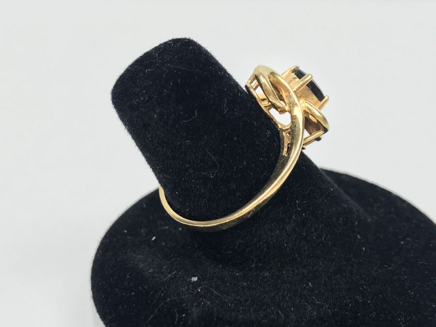 14K Yellow Gold Very Dark Sapphire Ring 2.9g Ring Size 7 [Photo 9]