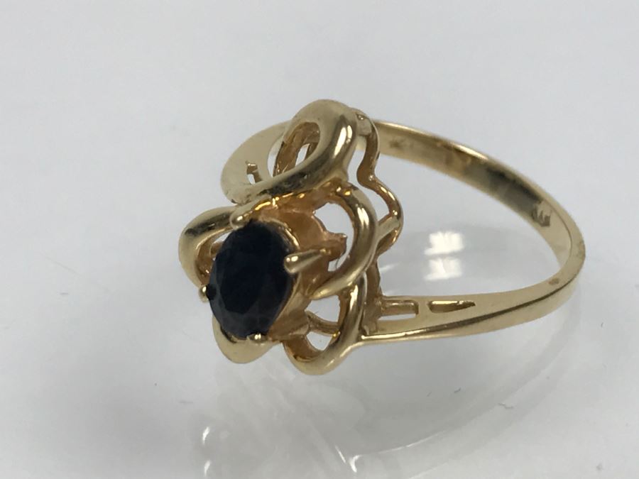 14K Yellow Gold Very Dark Sapphire Ring 2.9g Ring Size 7 [Photo 21]