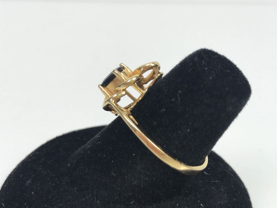 14K Yellow Gold Very Dark Sapphire Ring 2.9g Ring Size 7 [Photo 11]