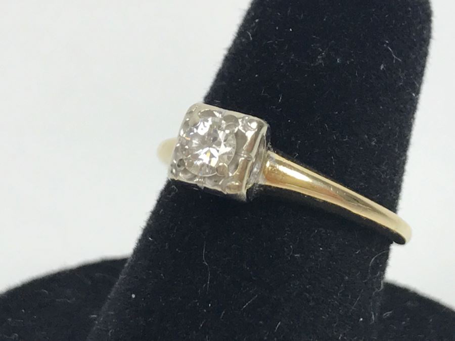 14K Yellow Gold Solitaire Vintage Diamond Ring .25Ct VS-1 G Ring Size 7 [Photo 12]